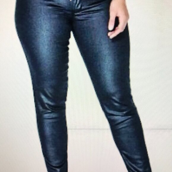 Lands End Navy Blue Metallic-coated slim ankle jeans, 7/8, nwot - Picture 5 of 6